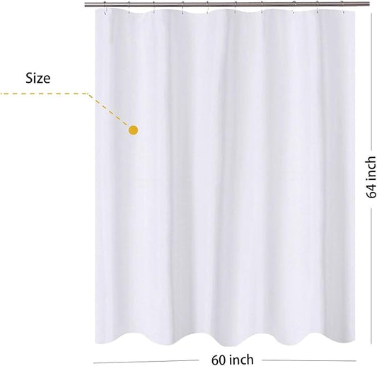 N&Y HOME RV Shower Curtain or Liner Fabric 60 x 64 inches, Perfect for Camping Travel Trailer, White Bathroom Curtains with Grommets, 60x64