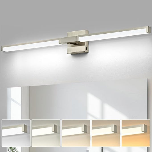 OKELI Modern Bathroom Light Fixtures Over Mirror, 40 Inch Brushed Nickel Vanity Light Bar for Bathroom, 24W 5CCT Diammable Wall Light