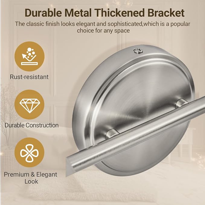 Brushed Nickel Bathroom Light Fixtures, 1-Light Vanity Lights, Modern Bathroom Wall Sconces Lighting with Globe Clear Glass Shade Up or Down Wall Mounted for Kitchen, Living Room, Hallway