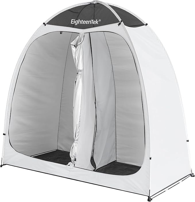 EighteenTek® Shower Tent Changing Room 2 Rooms Outdoor Pop Up Camping Portable Privacy Dressing Shelter 83"x43"x80"H