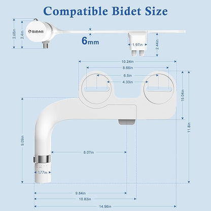 Bidet Attachment For Toilet, Ultra-Slim Dual Nozzle Bidet Toilet Seat, Non-Electric Bidets for Toilets, Adjustable Water Pressure, Feminine/Rear Wash for Women Men (Silver)
