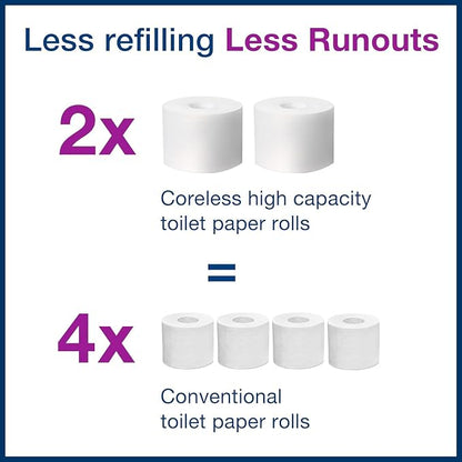 Tork Coreless High-Capacity Toilet Paper Roll T7, 36 x 1100 sheets, 472882 | White, Universal, 2-ply