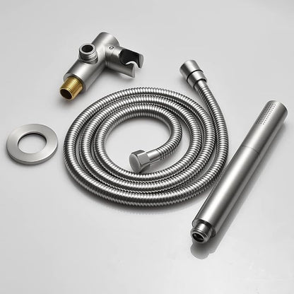 Brushed Nickel Dual Modes Brass Shower Wand High Pressure 7 Inch Brushed Finish Shower Head Sprayer Hand 2 In 1 Function Handheld Shower Head Set with 59 Inch Hose, Bracket