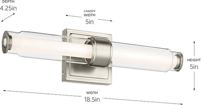 Kichler Laurene LED Bath Bar Light, Brushed Nickel | Linear vanity light with clear glass for mirrors and vanities (18.5" x 5"), 55237NILED