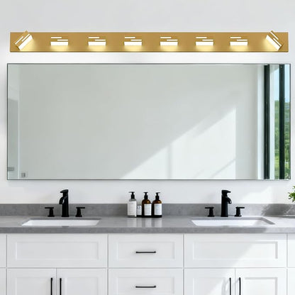 LED Modern Bathroom Vanity Light Fixtures, Dimmable Gold Vanity Lights for Bathroom Lighting Fixtures Over Mirror, with 360° Rotatable Heads 8-Light 54-inch (Cool White 6000K)