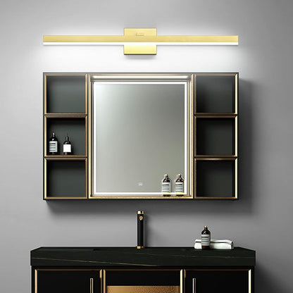 PRESDE Bathroom Light Fixtures Dimmable 32in Gold LED Vanity Light for Bathroom Wall Lighting Fixtures Over Mirror（Cold White 6000K）