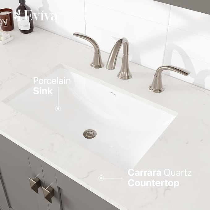 Eviva Aberdeen 60 in. Gray Single Sink Bath Vanity with Carrara Quartz Top and Undermount Porcelain Sink