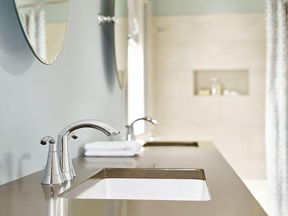 Moen Glyde Chrome Two-Handle High Arc Centerset Bathroom Faucet, 6172