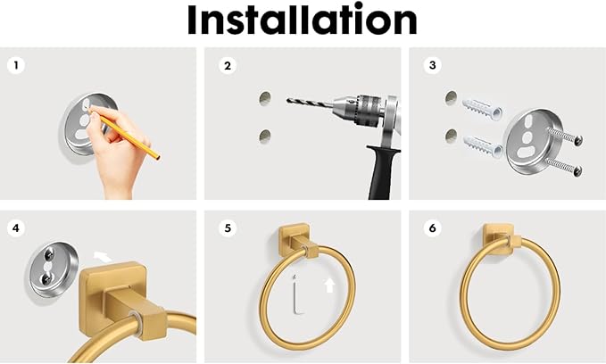 5 Piece Bathroom Hardware Accessories Set Brushed Gold,24 Inch Towel Bar Set,Towel Rack Set,Bathroom Towel Holder Set