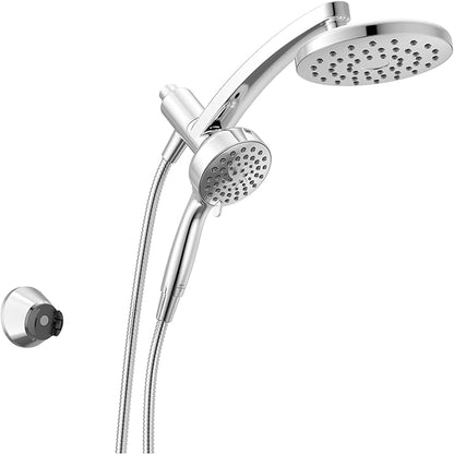 Delta 6-Setting PivotPro 3-in-1 Combination Shower Head with ProClean Spray, Chrome Round Shower Head Rainfall with Handheld Spray, 1.75 GPM, Chrome 75649
