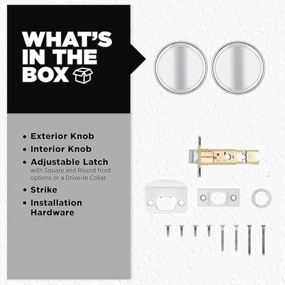 Kwikset Maven Interior Passage Door Knob, Handle for Closet and Hallway Doors, Round Non-Locking Doorknob in Polished Chrome, with Microban Protection
