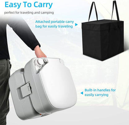 YITAHOME Portable Toilet for Adults, 5.8 Gallon Camping Porta Potty with Carry Bag, Hand Sprayer, Level Indicator, Handle Pump and Leak-Proof, Indoor Outdoor Toilet for RV Travel, Boat, Hiking, Trips