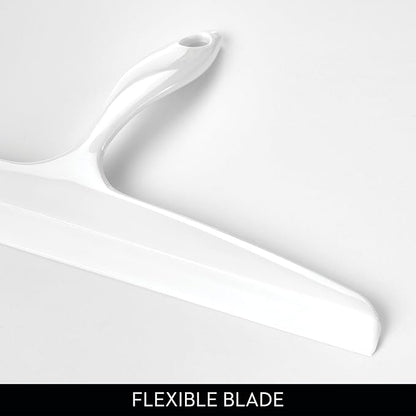 iDesign Bathroom Plastic Shower Squeegee with Wall Hook - White