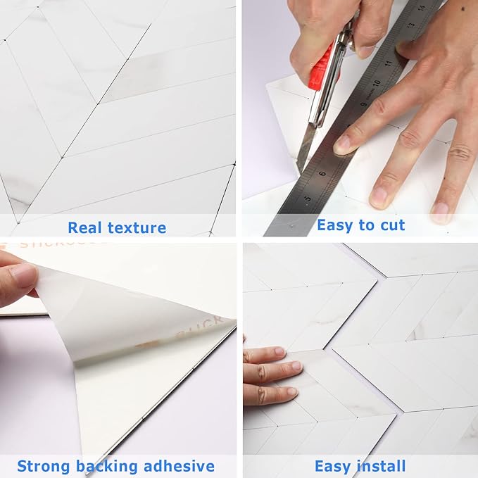 STICKGOO Herringbone Tile Peel and Stick Backsplash for Kitchen&Bathroom