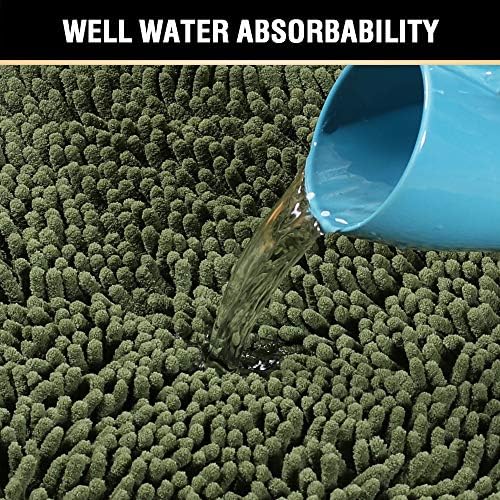 H.VERSAILTEX 20x32 Inch Loden Bath Mat Soft Shaggy Bathroom Rugs Non-Slip Chenille Plush Rugs Luxury Microfiber Washable Bath Rug for Floor Bathroom Bedroom Living Room