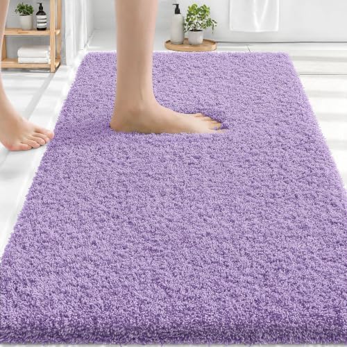 OLANLY Microfiber Bathroom Rugs 30x20, Soft Absorbent Bath Mat, Lavender
