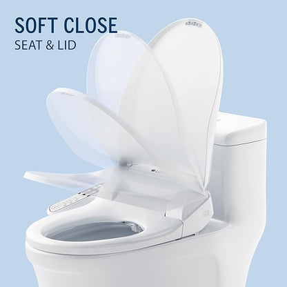 Lotus Bidet ATS-500 Elongated | Heated Toilet Seat with Adjustable Warm Water Wash, Stainless Steel Nozzle, Side Control Panel, Warm Air Dryer, Eco Mode, Easy DIY Installation