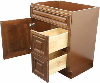 30" Shaker Bathroom Vanity Sink Base with Drawers (Ready-to-Assemble) (Maple Walnut Vanity Base)