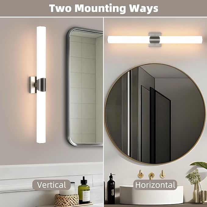 30" Brushed Nickel Bathroom Vanity Lights, Wall Lighting Fixtures | Modern Wall Light for Bathroom Bedroom Living Room Hallway