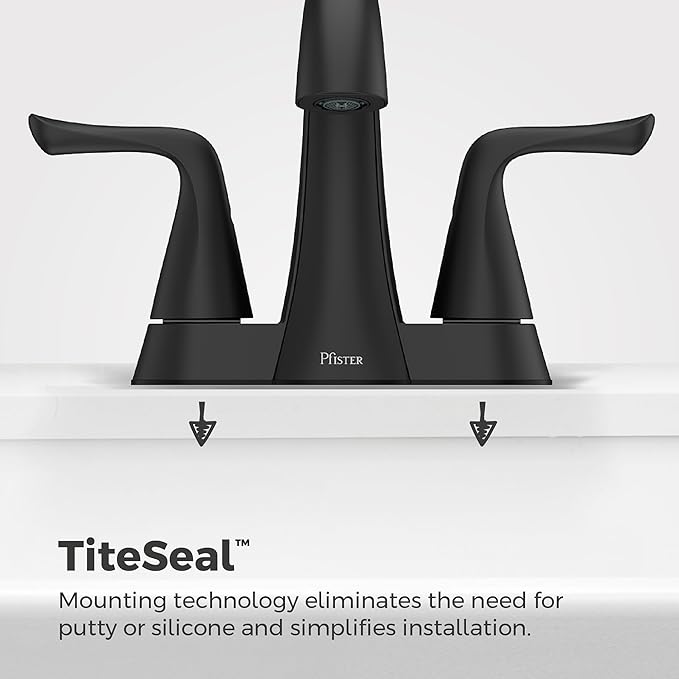 Pfister Willa Bathroom Sink Faucet, 4-Inch Centerset, 2-Handle, 3-Hole, NSF Certified, Spot Defense Matte Black Finish, LF048MALSDB