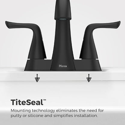 Pfister Willa Bathroom Sink Faucet, 4-Inch Centerset, 2-Handle, 3-Hole, NSF Certified, Spot Defense Matte Black Finish, LF048MALSDB