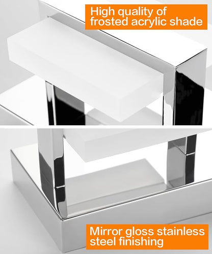 SOLFART Chrome 5 Light Bathroom Vanity Lights Over Mirror, Modern Chrome Bathroom Light Fixtures LED Lights Dimmable