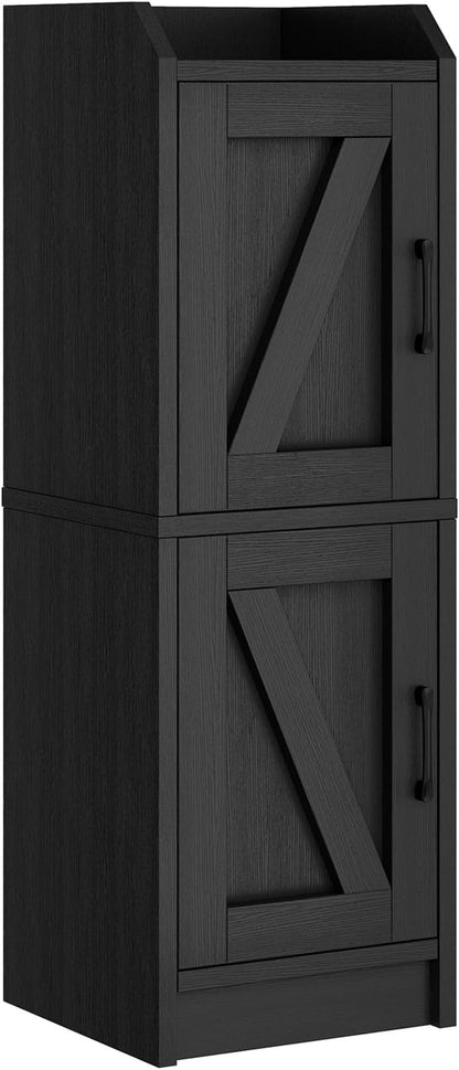Narrow Bathroom Storage Cabinet with 2 Doors and Shelves, 9.8" W Small Storage Cabinet for Toilet Paper Storage, Slim Cabinet for Small Spaces, Bathroom, Kitchen, 9.8" W × 7.9" D × 29.5" H, Black