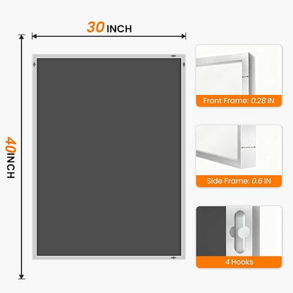 Bathroom Vanity Mirror for Wall, 30"x40" Bathroom Mirror for Over Sink | HD Shatterproof Glass, Rectangular Metal Frame, Horizontally or Vertically, Mirror for Bathroom, Living Room, Entryway,Silver