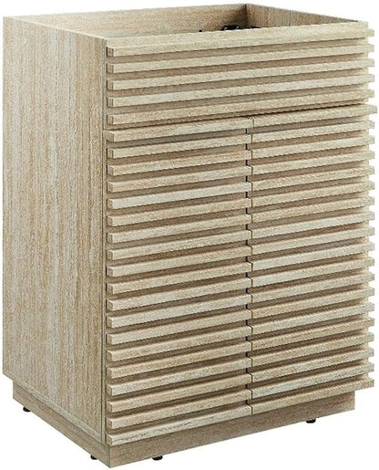 Modway Render Faux Travertine Slatted Bathroom Cabinet in Travertine