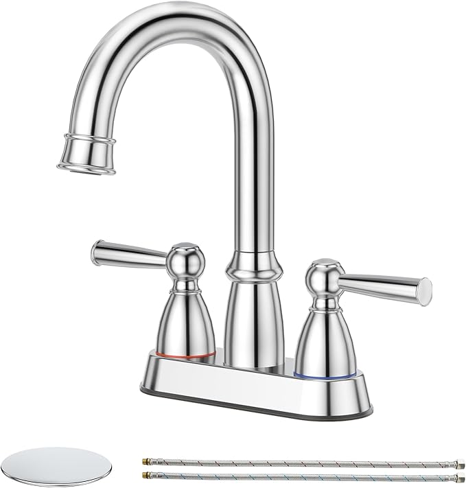 CREA 4 Inch Centerset Bathroom Faucet 2 or 3 Hole,Double Handle Bathroom Faucets with Pop Up Drain/ 360° Swivel Chrome Vanity Basin Mix Tap