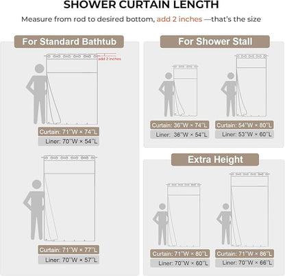 River Dream Linen Textured No Hooks Shower Curtain with Liner,Linen,71x86 | Extra Long,Mesh Top Window,with Snap-in Liner,Heavy Duty Fabric,Quick Dry,Bottom Magnet,Water-Repellent,Washable,Bathroom Set