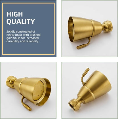 Angle Simple High Flow Shower Head Adjustable, G 1/2, Brushed Dark Gold | Brass, High Pressure Shower Sprayer for Outdoor, Adjustable Angle and Water Flow, No Flow Restrictor, Easy to Wash Clean