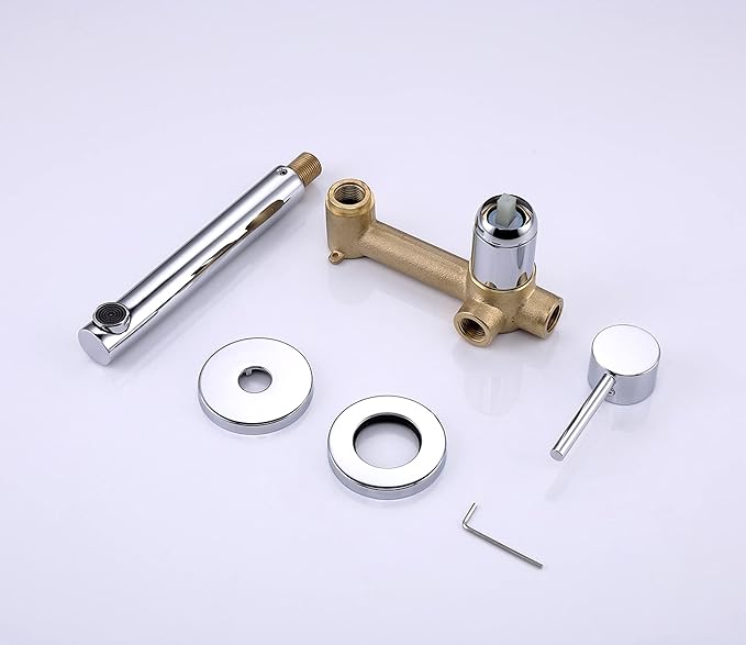 SUMERAIN Wall Mount Faucet for Bathroom Sink, Modern Chrome Bathroom Faucet Single Handle with Brass Valve