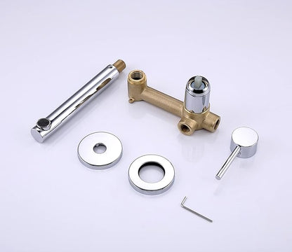 SUMERAIN Wall Mount Faucet for Bathroom Sink, Modern Chrome Bathroom Faucet Single Handle with Brass Valve