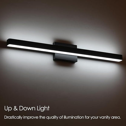 LED Modern Bathroom Vanity Light Fixtures (32-Inch, Cool White 6000K), Modern Acrylic Bathroom Wall Lighting Fixtures for Bathroom Over Mirror, Matte Black