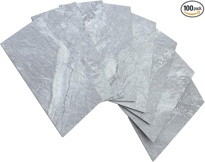 AULIGET 100-Piece Peel and Stick Backsplash Wall Tiles, 3" x 6" PVC Grey Marble Faux Stick on Tiles for Backsplash Kitchen, Bathroom, Laundry Room, Camper, Fireplace
