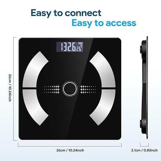 Smart Body Fat Scale Wireless Digital Weight Scale – Measures Body Composition: Body Fat Percentage, Muscle Mass, Water Percentage, and Bone Mass, Bluetooth Bathroom Scale for Home Use