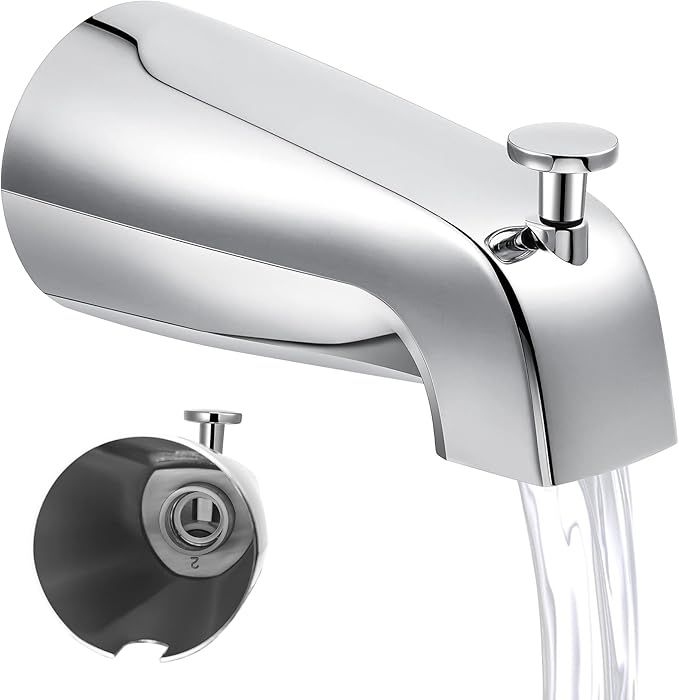 Dreyoo 5 1/4 Inch Bathroom Tub Spout Compatible with Westbrass E531D-1F-62, Fits Wall Front Mount Tub Spout with Shower Diverter 1/2'' IPS Inside Thread Bathtub Faucet (Chrome)