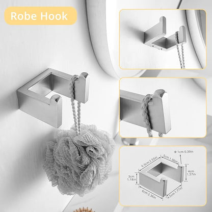 Fapully 23.6-Inch 6 Piece Bathroom Hardware Accessories Set Brushed Nickel | Stainless Steel Wall Mounted Include Towel Bar,Hand Towel Holder,Toilet Paper Holder,Robe Towel Hook,Coat Hook,Towel bar set