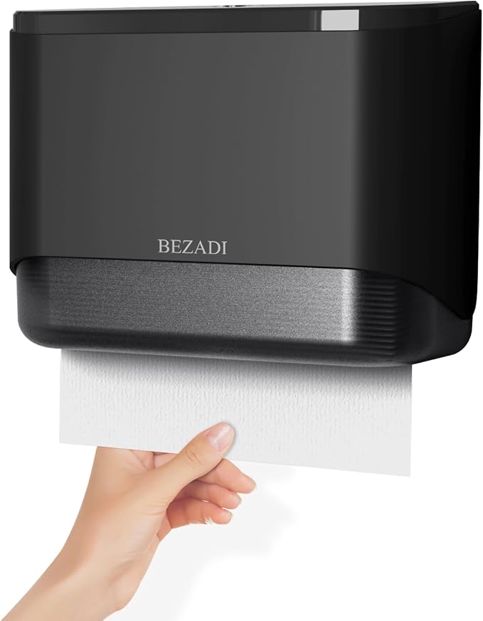 Paper Towel Dispenser,Large Capacity Wall Mount Tissue Dispensers with Smart Lock, Used for Kitchen and Bathroom 200+ Sheets Toilet Paper Holders Black