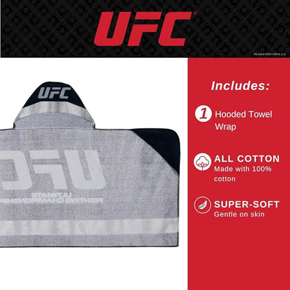 UFC Fight Night Super Soft Bath/Pool/Beach Soft Cotton Terry Hooded Towel Wrap, 24 in x 50 in, (100% Officially Licensed Product) By Franco