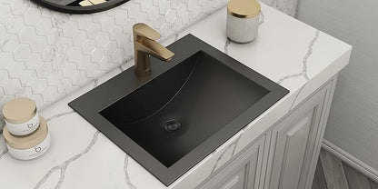 Ruvati 21 x 17 Inch Gunmetal Black Drop-in Bathroom Sink - Sleek Topmount Stainless Steel Sink for Bathroom Vanity, Perfect Drop-in Bathroom Sink for Modern Spaces