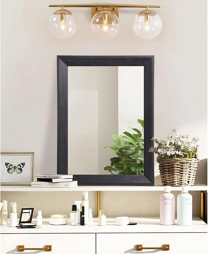 AAZZKANG Black Mirrors for Wall Rectangle Wood Framed Large | Decorative Wall Mirror 20"x16" for Bedroom Bathroom Living Room Dressing Room Entryway