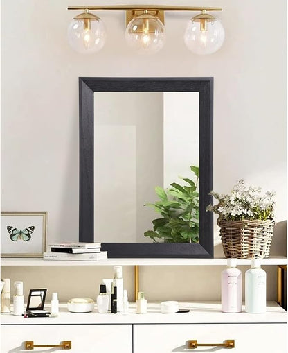 AAZZKANG Black Mirrors for Wall Rectangle Wood Framed Large | Decorative Wall Mirror 20"x16" for Bedroom Bathroom Living Room Dressing Room Entryway