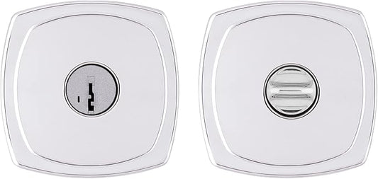 Kwikset Arroyo Knob Entry Door Knob with Lock and Key, Secure Keyed Handle Exterior Doorknob, Front Entrance and Bedroom, Polished Chrome, Pick Resistant SmartKey Rekey Security