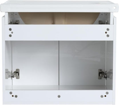 Malwee 48" Floating Bathroom Vanity with White Ceramic Basin Sink Top, 48 Inch Single Sink Wall Mounted Bathroom Vanity, with 2 Doors and 2 Storage Shelves.MA07448