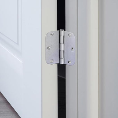 Design House Door Hinges for Interior Doors 12-Pack 3.5-inch x 3.5-inch – Rounded 5/8-inch Radius Steel Door Hinge – Brushed Chrome – Fits Standard Doors – Design House 184481