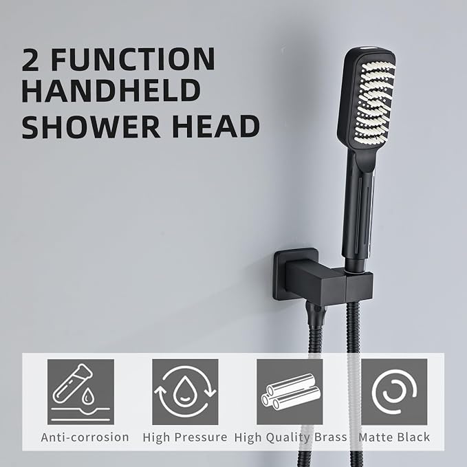 Handheld Shower Head，High Pressure Shower Head,Water Saving Detachable Shower Wand with Solid Brass Body and 5 ft Flexible Hose, Easy to Clean and Durable (Soft Head)