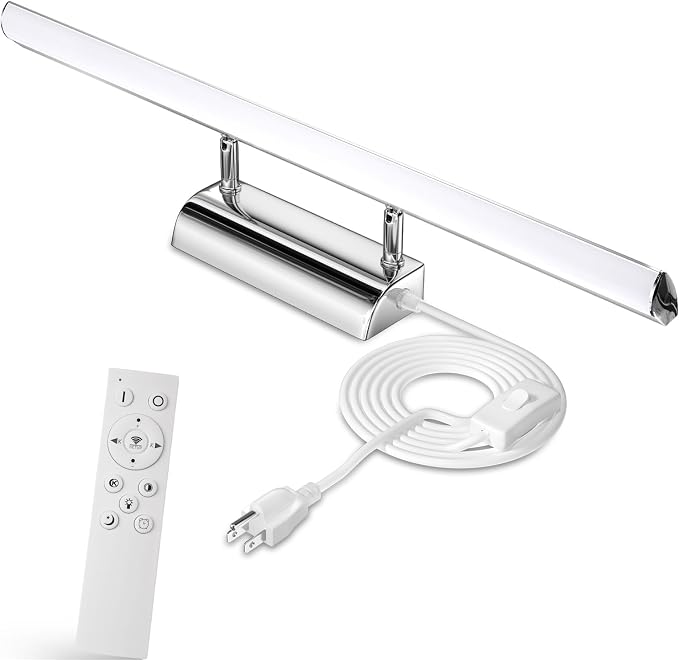 Bonlux 9W Bathroom LED Vanity Light 22 inch, 3 Color Adjustable 3000K/ 4000K/ 6000K, Dimmable Wall Mounted Plug in Light Fixture with Remote Control Memory Function for Cabinet Mirror Lighting