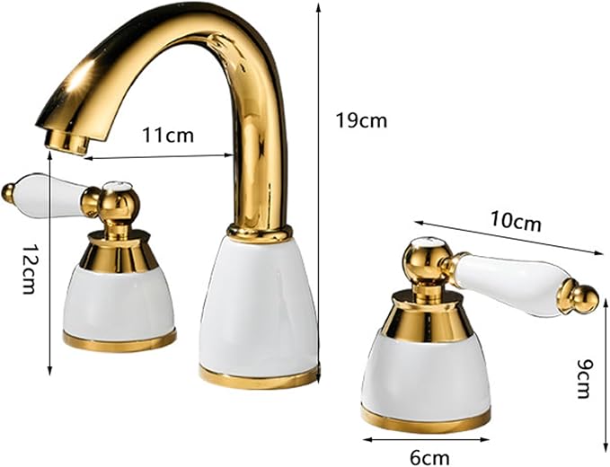 3 Hole Basin Mixer Faucet Brass 3 Hole Bathroom Faucets-Gold